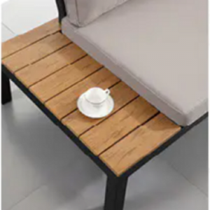 JJS14886 PS Wood Table Top Aluminum Frame Como Corner Sofa Set