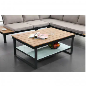 JJS14886 PS Wood Table Top Aluminum Frame Como Corner Sofa Set