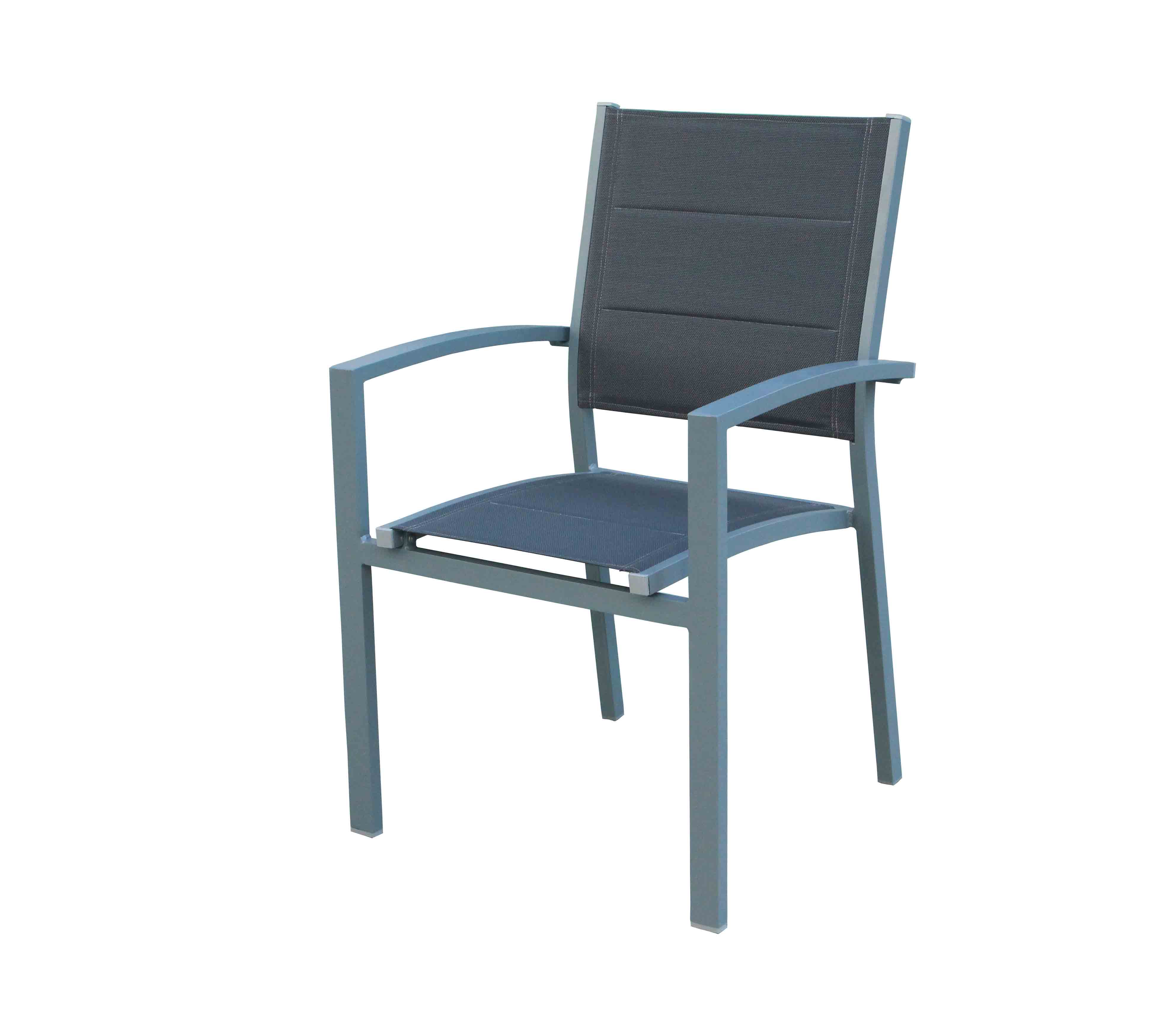 JJC417 Aluminum textilene stacking chair with armrest Featured Image