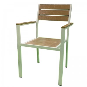 JJC14005 Aluminum PS wood stacking chair