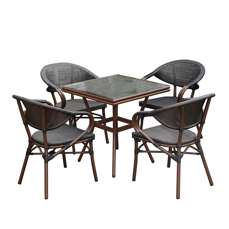 JJS4001 Bamboo looking  aluminum textilene set with rattan Featured Image