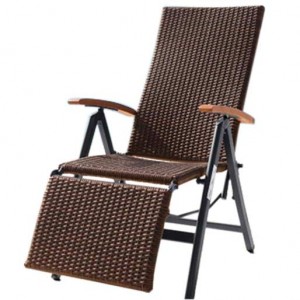 JJC213W Rattan Effect Multi-Position Chair with footrest