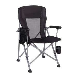 JJC302 skladacia prenosná kempingová stolička s vysokým operadlom a vystlanými ramenami