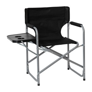 JJC305 Folding Black Director′ S Camping Chair with Side Table and Cup Holder