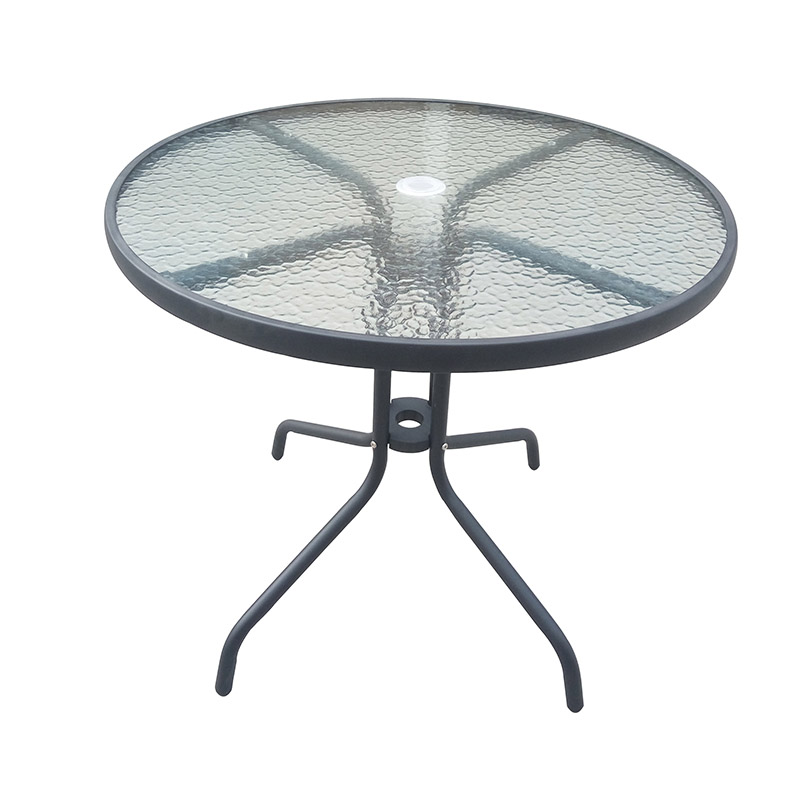 JJT3021G Steel frame outdoor glass table Featured Image