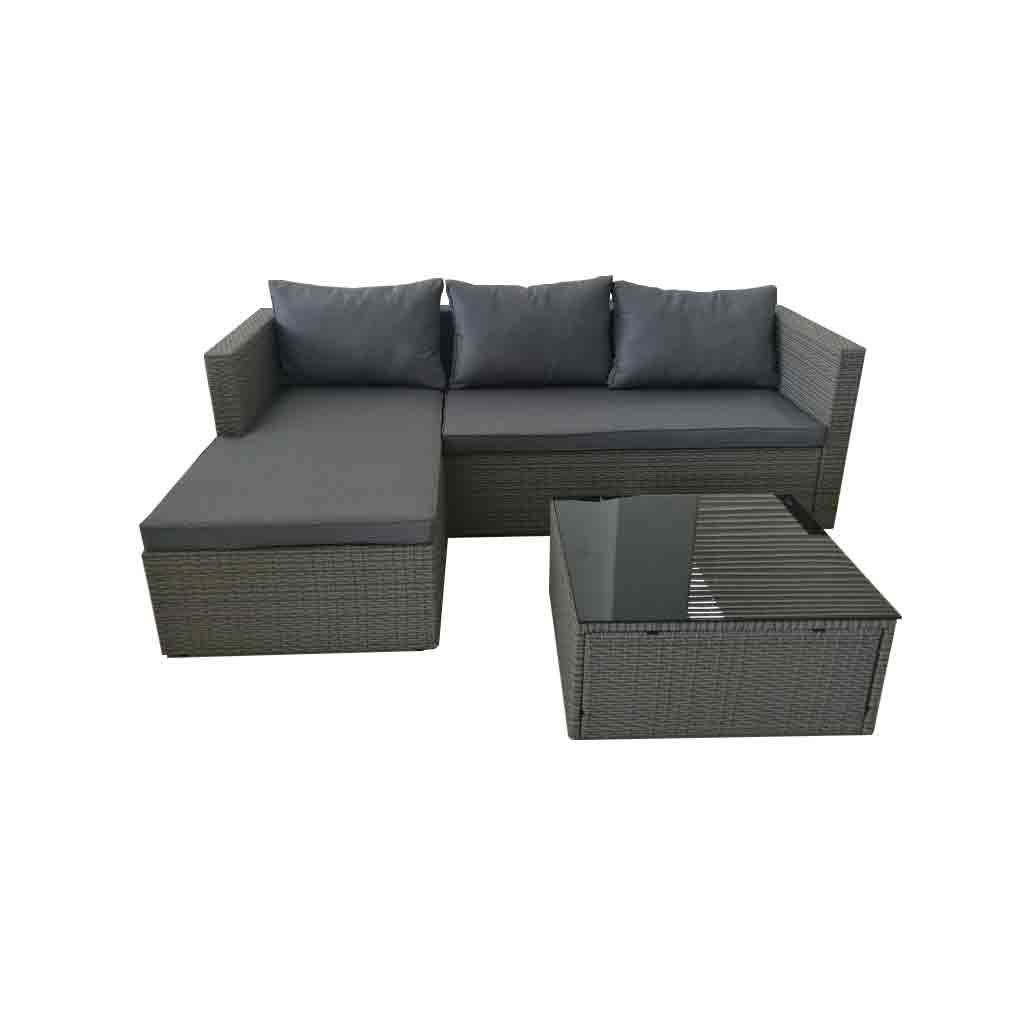 JJS3205 Steel frame rattan lounger sofa set Featured Image